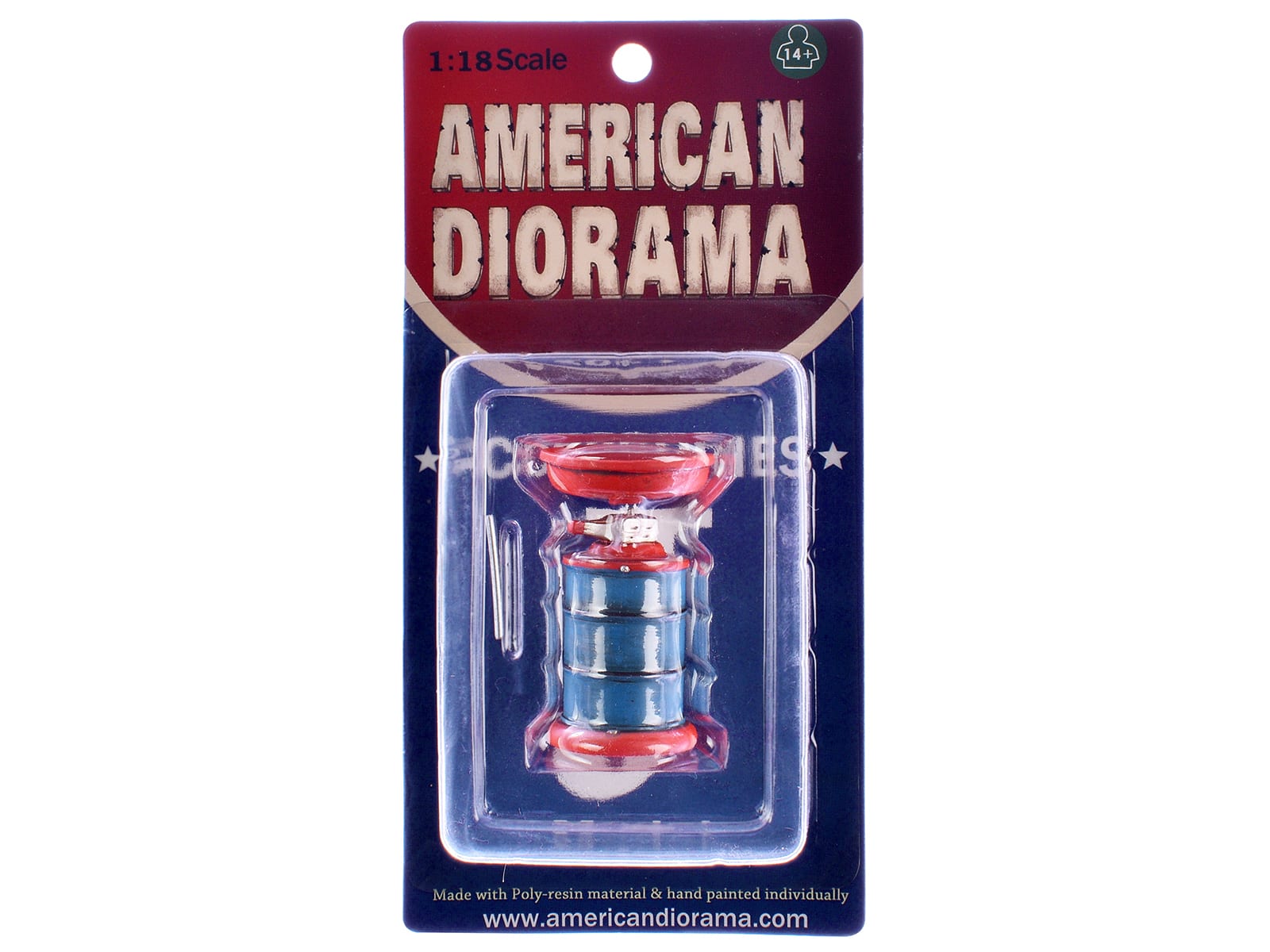 Portable Waste Oil Drain Tank for 1/18 Scale Models by American Diorama - Red, Blue