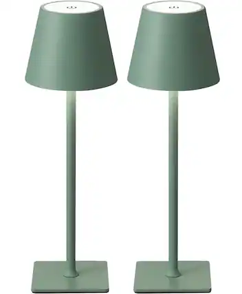 Front. FINEAK - Portable Cordless LED Table Lamp with 3-Color Stepless Dimming - Green-2.