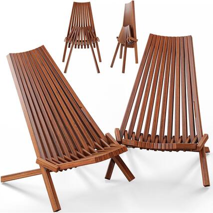 Front. Melino - Melino 2 Pack Folding Tamarack Wood Chair Low Profile Patio Furniture, Chestnut - Chestnut.