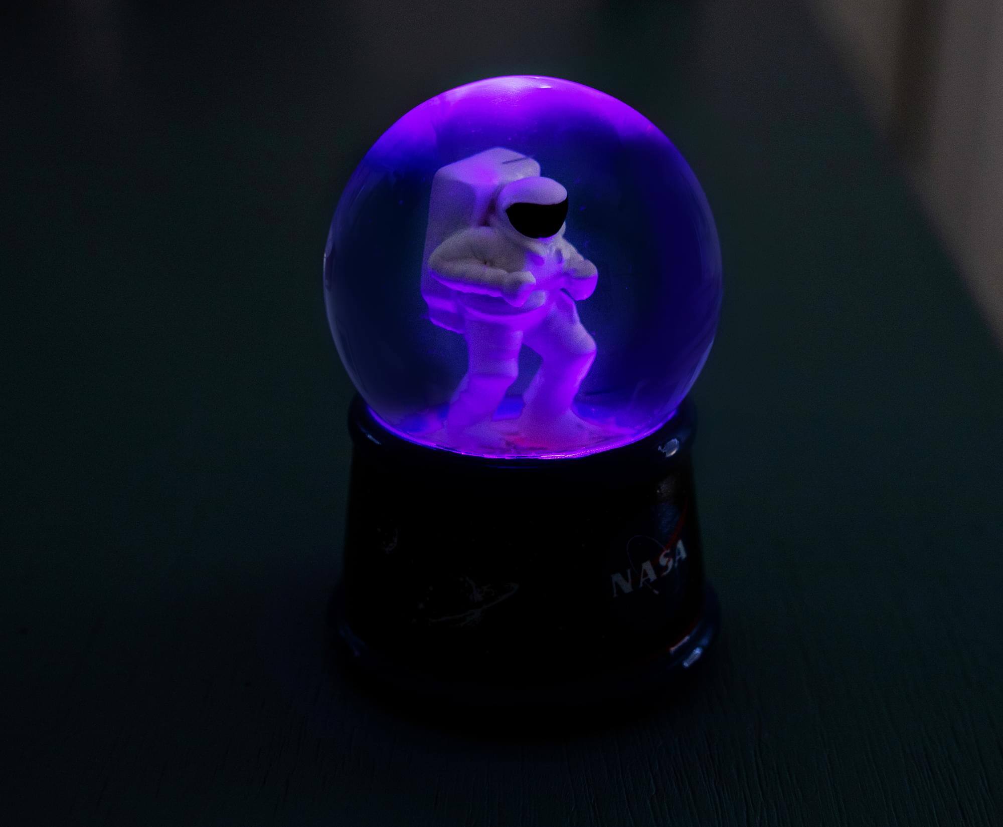 Alt View 3. Silver Buffalo - NASA Astronaut Light-Up Mini Snow Globe | 2 Inches Tall - Blue.