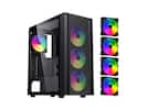 Front. DIYPC - DIYPC DIY-S03-ARGB Black USB3.0 ATX Mid Tower Case w/Tempered Glass & 4x 120mm ARGB Fans (Pre-Installed) - Black.