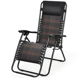 Costway - Patio Rattan Zero Gravity Lounge Chair Folding Recliner W/Headrest - Mix Brown