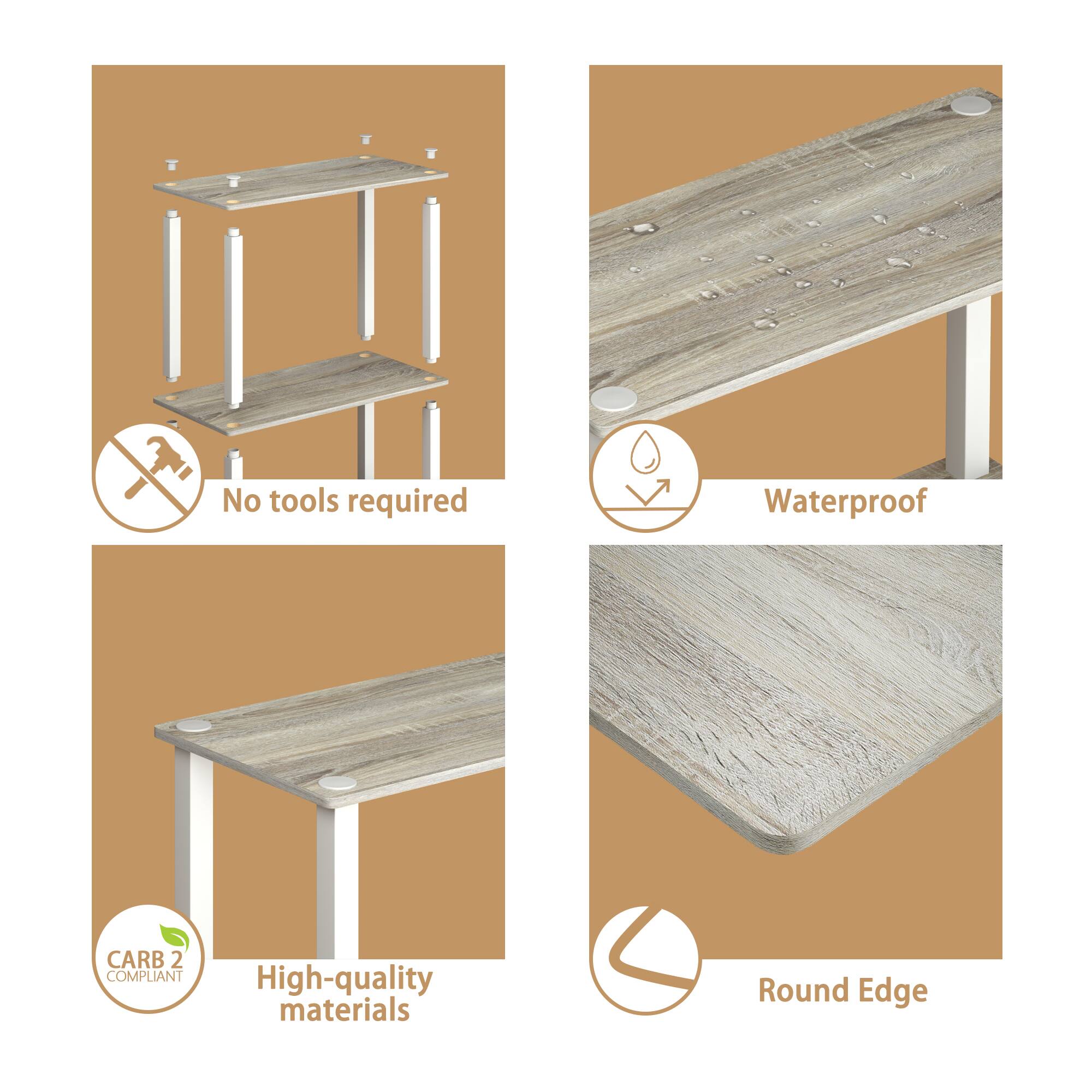 - No tools required
- Waterproof
- CARB 2 COMPLIANT
- High-quality materials
- Round Edge