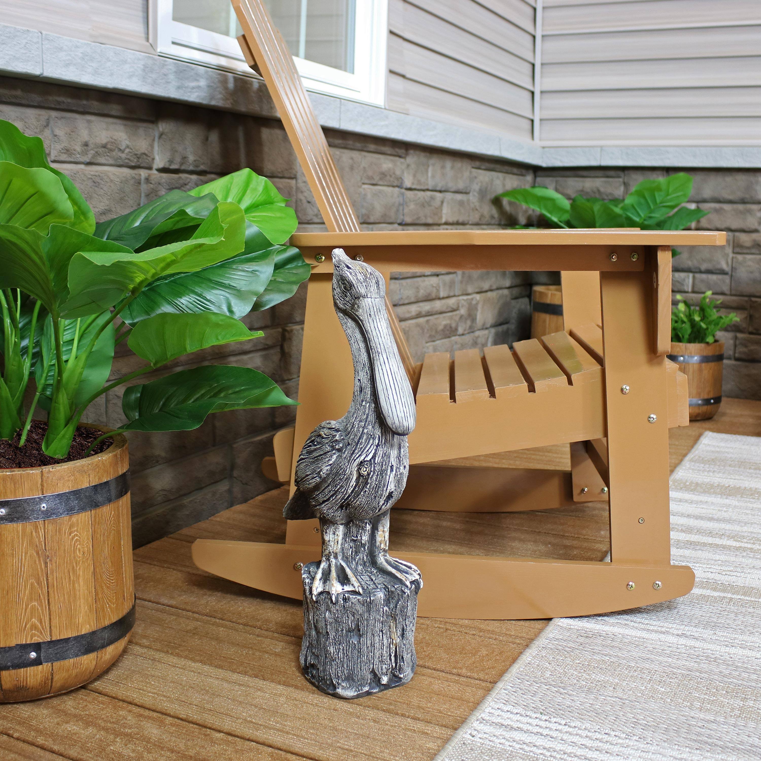 Alt View 2. Sunnydaze - Pelican Perch Outdoor Polystone Garden Statue - 22 in - Grey.