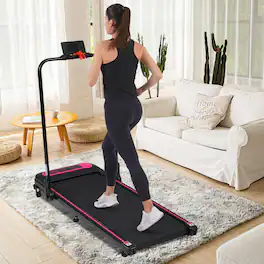 ELEMENT ACE - 2-in-1 Folding Treadmill - Under Desk Walking Pad with Incline, 2.5HP Motor, 0.5-7.5MPH, 300LBS Capacity - Pink+Black