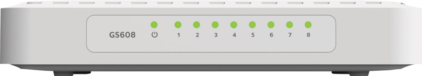 Angle View: NETGEAR - 8-Port 10/100/1000 Mbps Gigabit Unmanaged Switch - White
