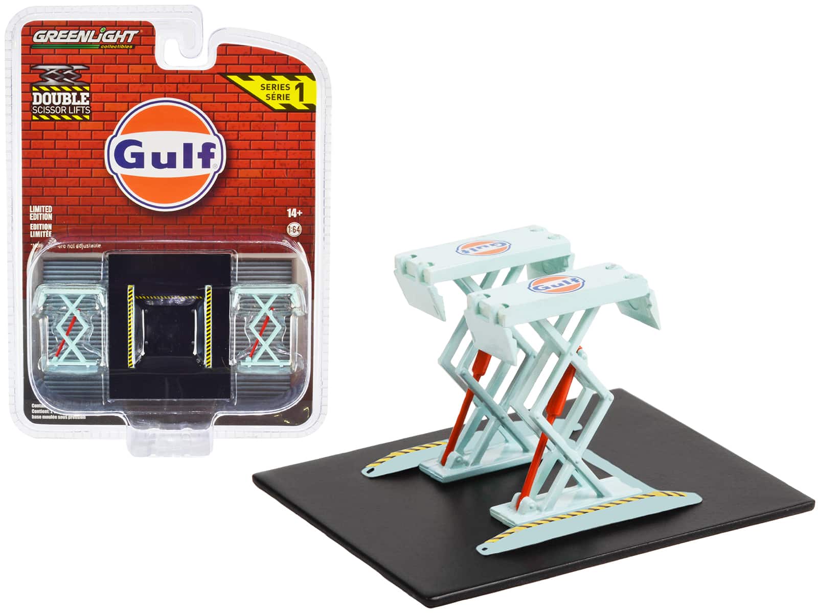 "Automotive Double Scissor Lift ""Gulf Oil"" Light Blue ""Double Scissor Lifts"" Series 1 1/64 Diecast Model by Greenlight" price history on PriceWatchPro