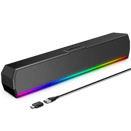 Front. Dazzed Corner - PC Speakers,Computer Speakers for Desktop Monitor - Black.