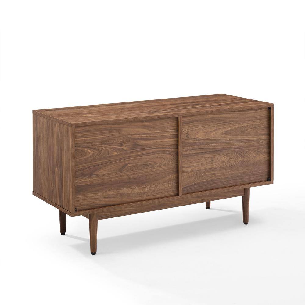 Left. Crosley Furniture - Liam Medium Record Player Stand With Vinyl Storage - Walnut.