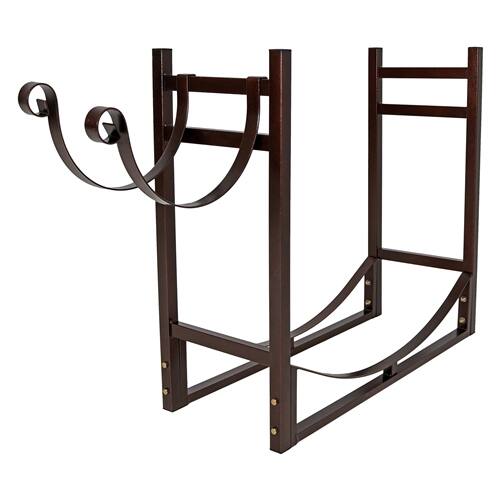 Front. SlickBlue - Bronze Metal Firewood Log Rack for Indoor Outdoor Use with Removable Kindle Holder - Bronze.