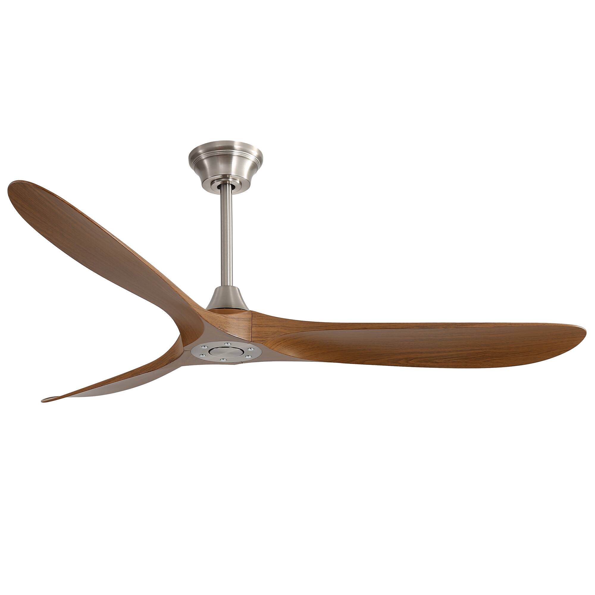 Front. APRILSOUL - 60 Inch Outdoor Ceiling Fan No Light 3 ABS Blades Smart APP Control - Brushed Nickel.