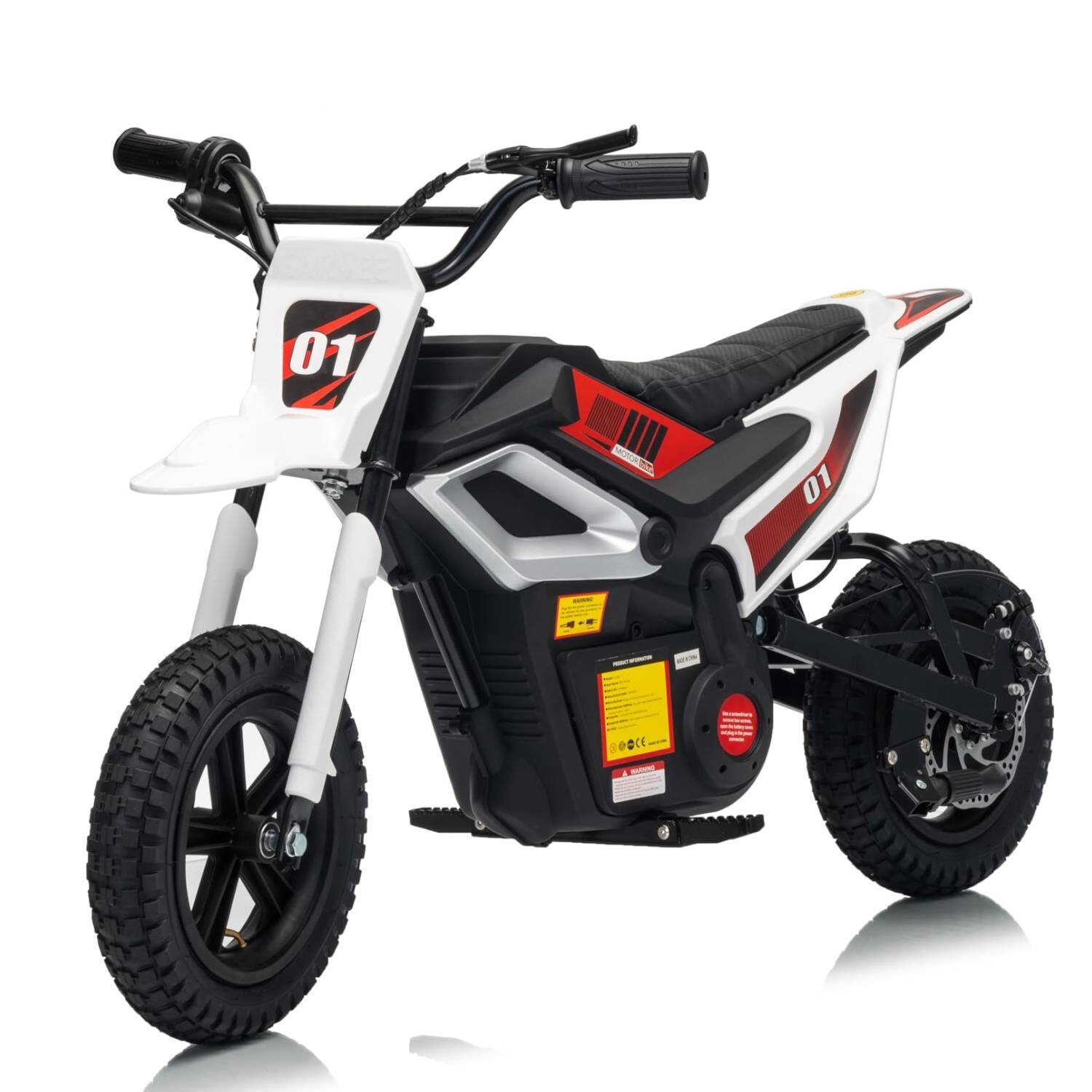 Babevy - 24V Kids Dirt Bike, Ride-On Off-Road Motorcycle with Rear Wheel Suspension, Twist Grip Throttle, 350W Motor, 13.67MPH - White price history on PriceWatchPro