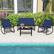 Angle. Costway - 8 PCS Patio Rocking Set 4 Rocking Chairs & Loveseat with Glass-Top Table Outdoor - Navy,Black.