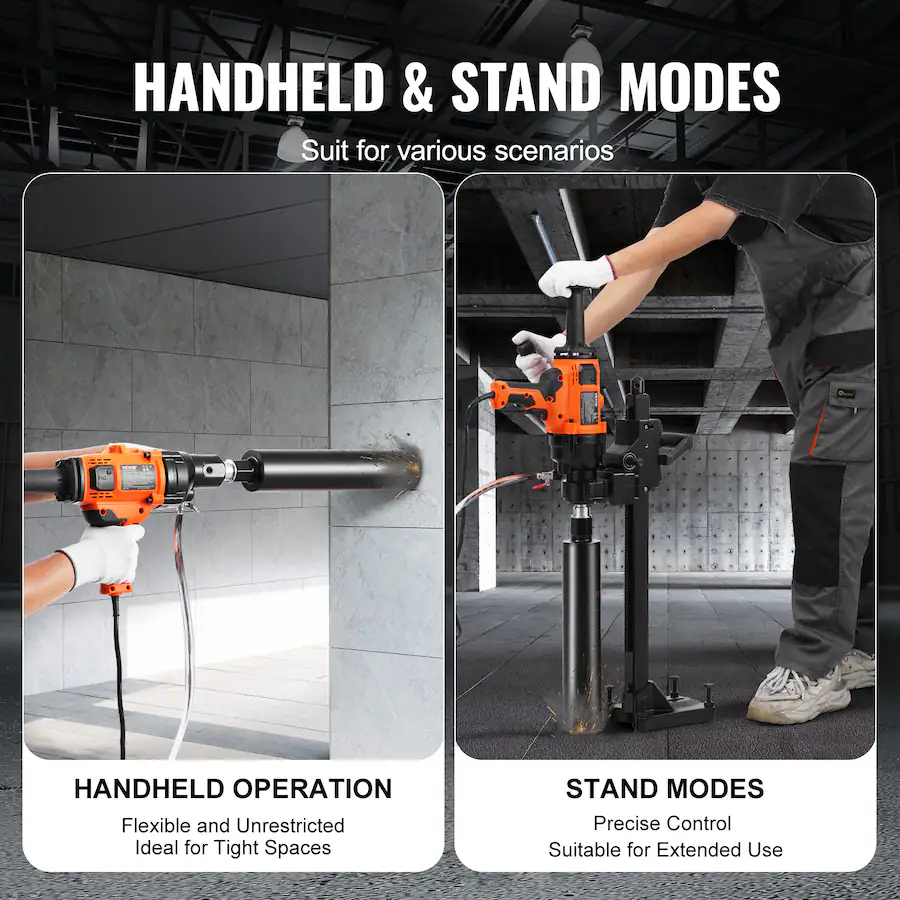 Diamond Core Rig Models VEVOR Core Drill Machine, 0.8 6.3in Drilling Diameter Handheld Diamond ...