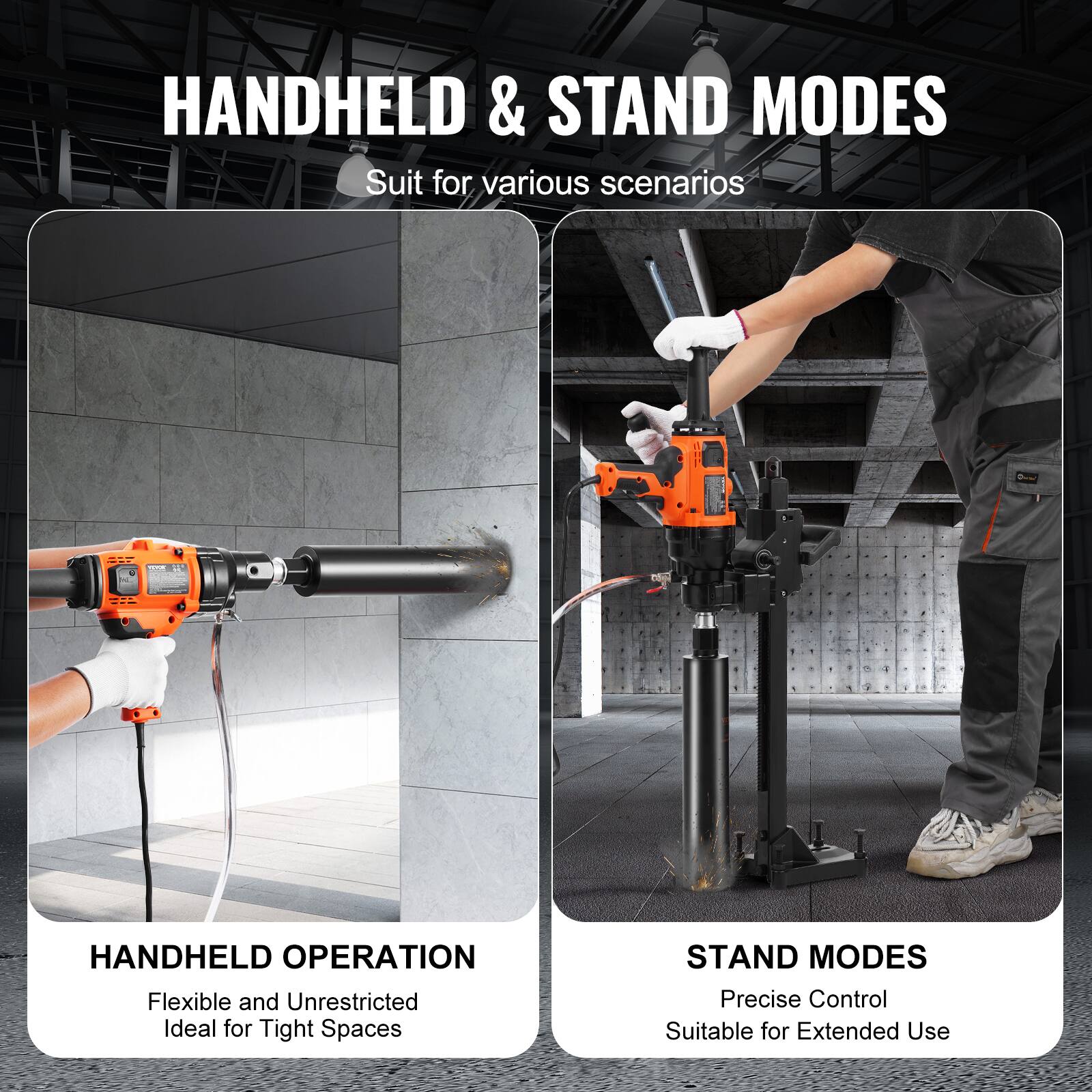 VEVOR Core Drill Machine, 0.8 6.3in Drilling Diameter Handheld Diamond ...