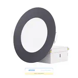 Infibrite - 4 In. Ultra-Thin Recessed LED Downlight 9W 750LM Adjustable white Wet Rated, Triac Dimmable Trim 12-Pack - Black