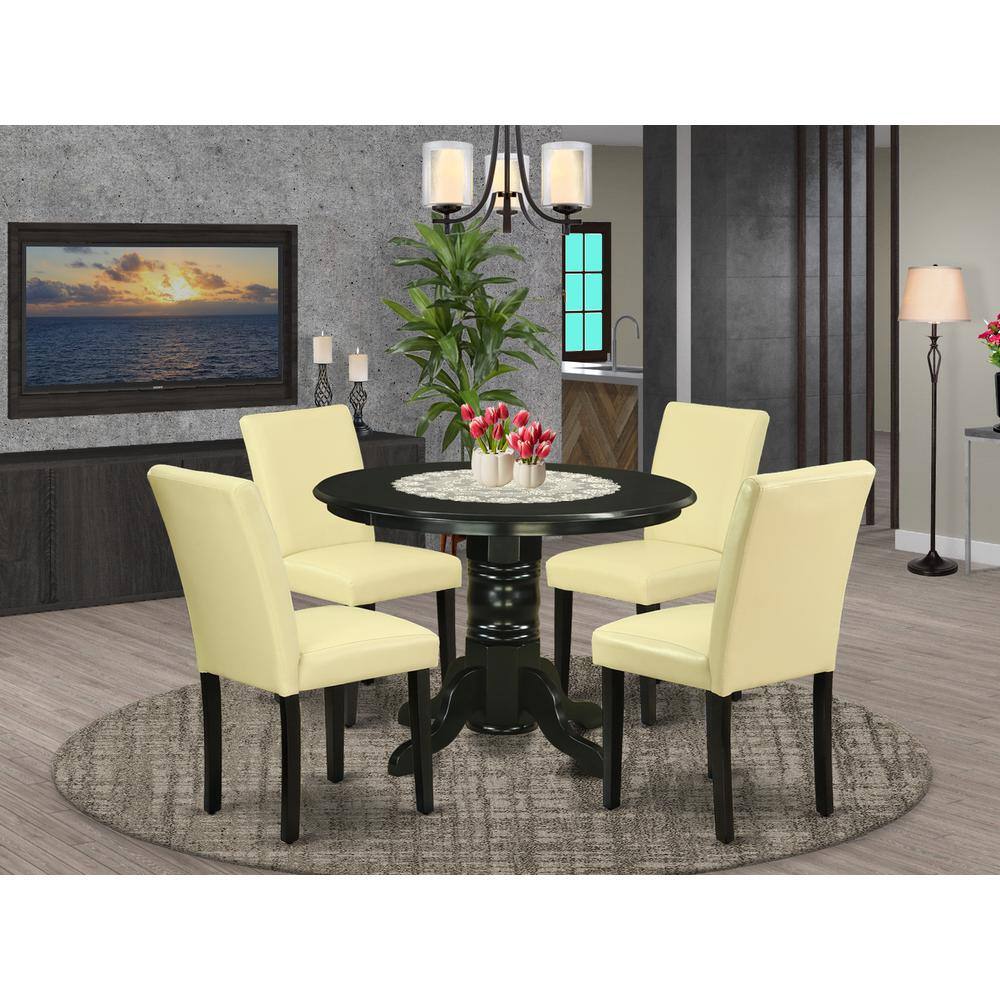 Left. East West Furniture - Dining Room Set Black - Brown.