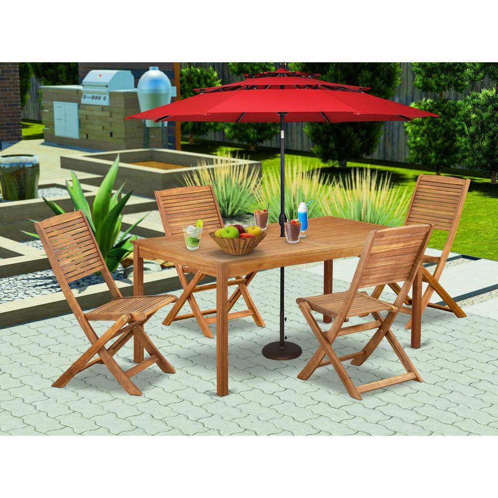 Alt View 3. East West Furniture - 5 Piece Patio Garden Table Set - Brown.
