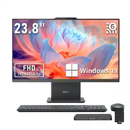 Lenovo - IdeaCentre AIO 23.8" FHD All-in-One Desktop,Ryzen 5 7535HS,16GB RAM,1TB SSD+160GB Dock Station,Win 11 Pro,Grey - Gray