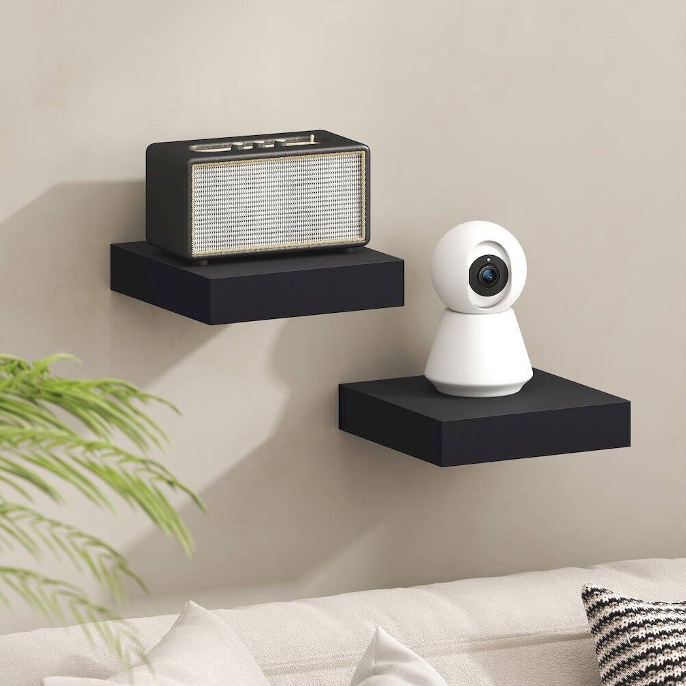 Angle. Furinno - TANNA Floating Shelves for Wall, 9 x 9 Wall Shelf, Wall Mounted Floating Shelf with Invisible Brackets, 2-in Thick Shelf - Americano.