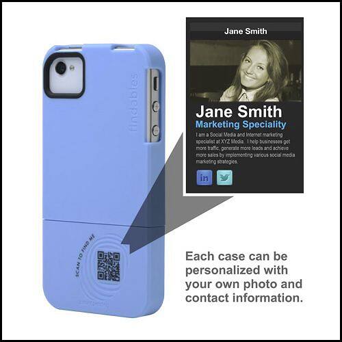 Front Standard. Findables - Case for Apple® iPhone® 4 and 4S - Blue.