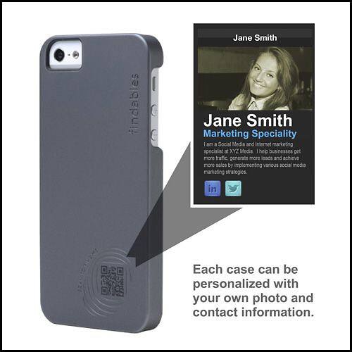 Front Standard. Findables - Snap Case for Apple® iPhone® 5 - Gray/Orange.
