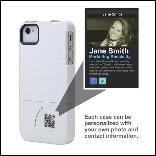 Front Standard. Findables - Case for Apple® iPhone® 4 and 4S - White.