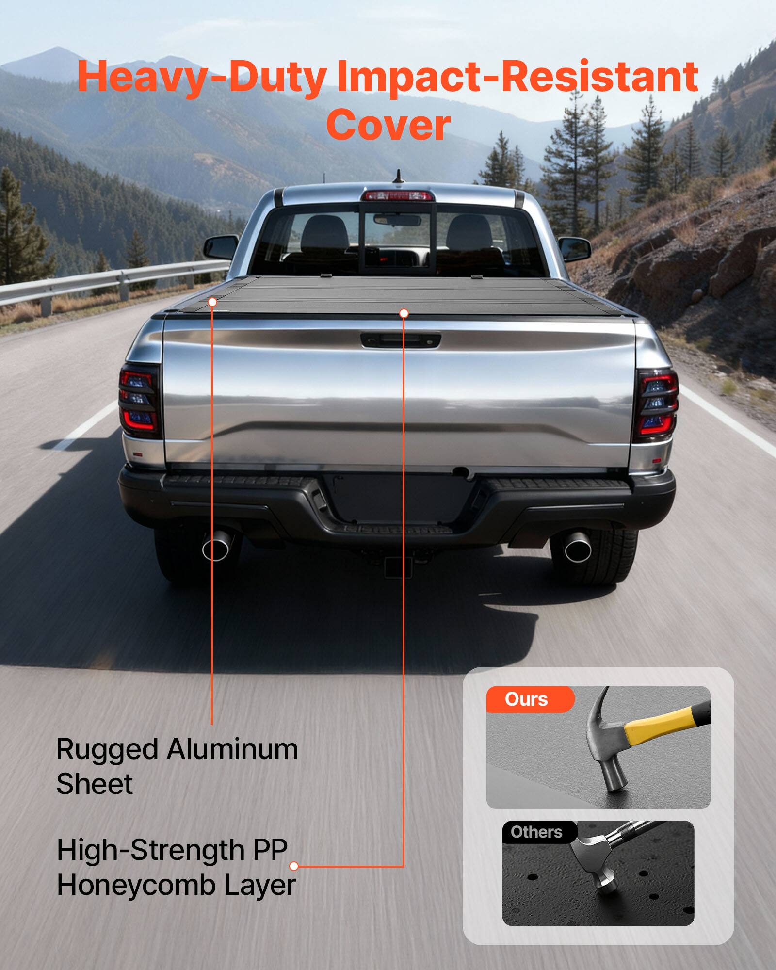 Heavy-Duty Impact-Resistant Cover  
Ours: Rugged Aluminum Sheet, High-Strength PP Honeycomb Layer  
Others