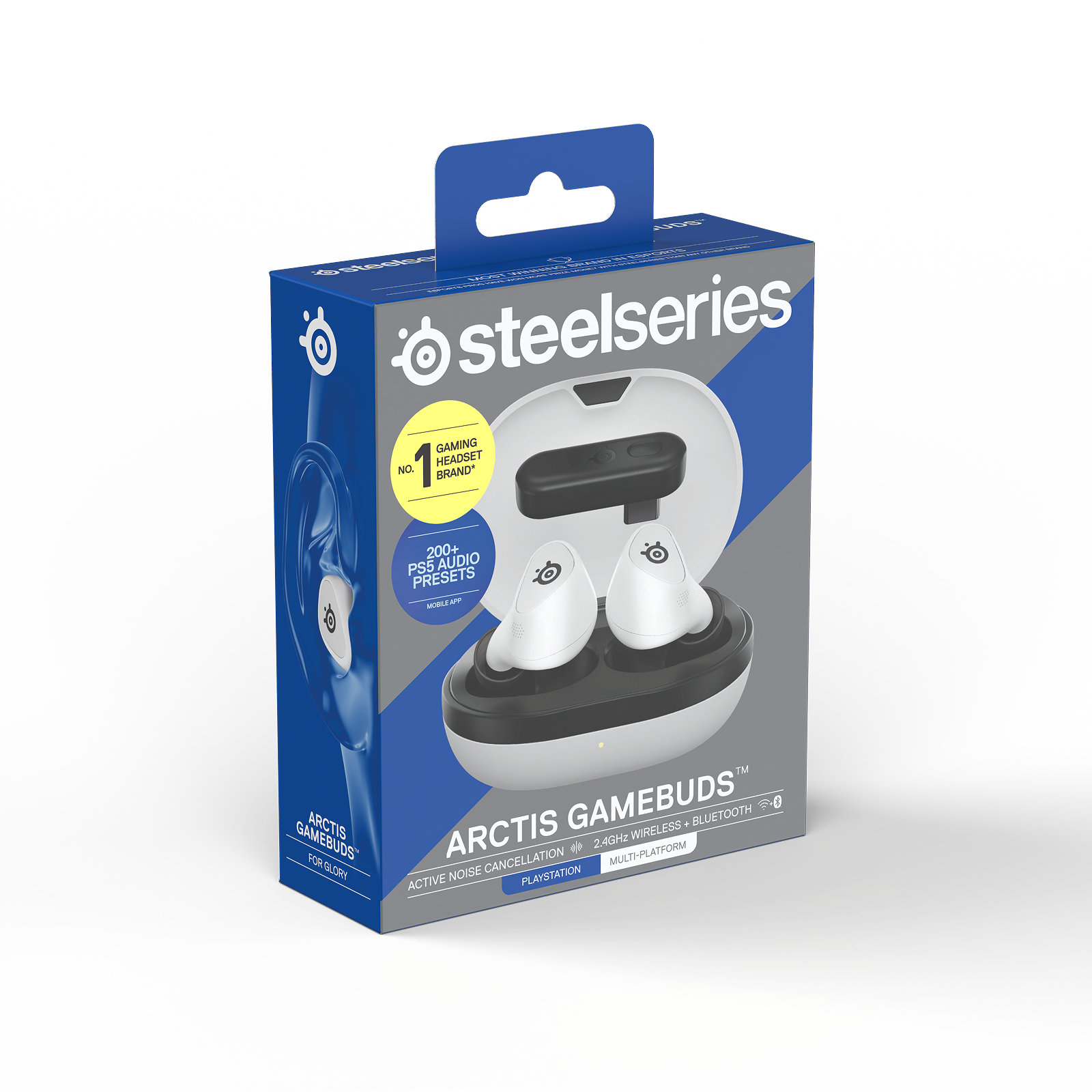 SteelSeries Gaming 1 Headset NC Brand  
Arctis GameBuds  
200+ PS5 Audio Presets  
2.4GHz Wireless + Bluetooth  
Multi-Platform  
Active Noise Cancellation  
PlayStation