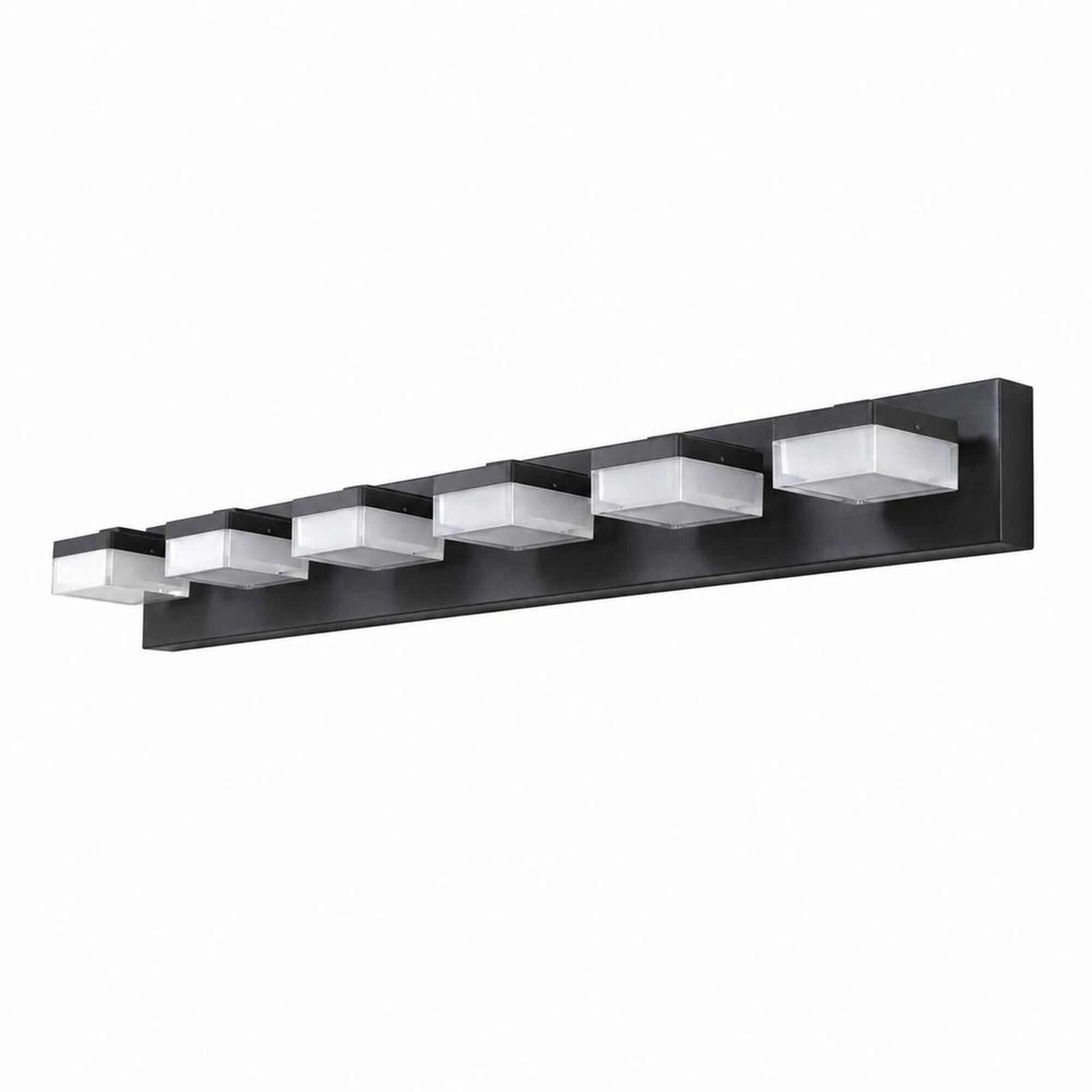 Front. RYHNUYNE - Modern 6-Light LED Vanity Mirror Light Fixture for Bathrooms and Makeup Tables Black - Black.