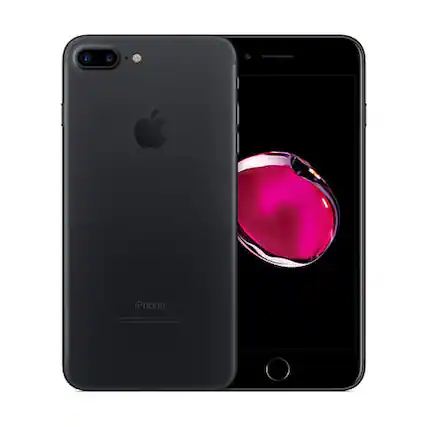 Front. Apple - iPhone 7 Plus A1661 (Fully Unlocked) 32GB w/ Pre-Installed Tempered Glass - Matte Black.