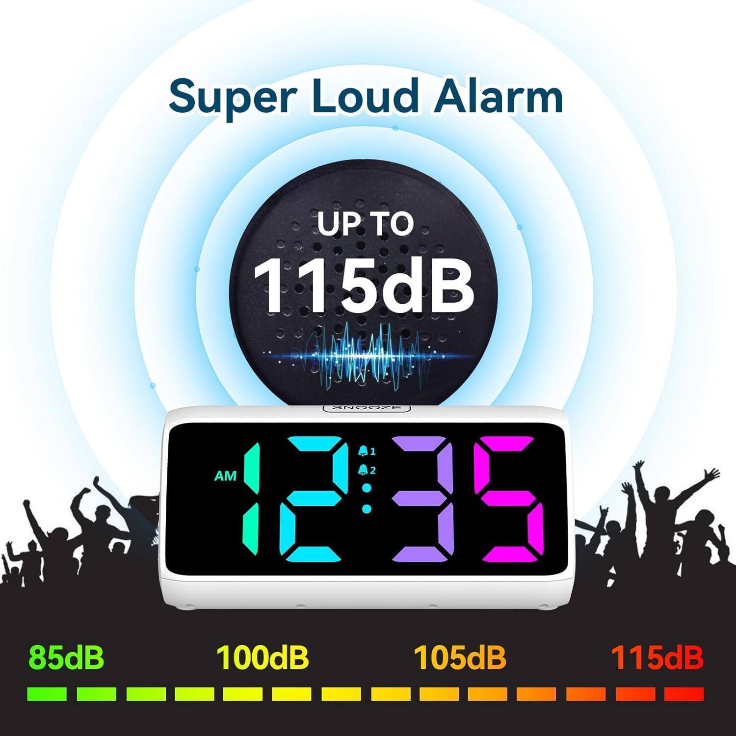 Super Loud Alarm UP TO 115dB

85dB 100dB 105dB 115dB