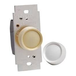Leviton - R00-RDL06-0TW Rotary 300W Single-Pole Dimmer - White/Light Almond
