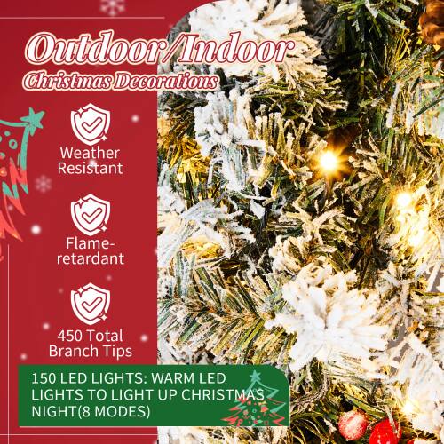 Outdoor/Indoor Christmas Decorations

- Weather Resistant
- Flame-retardant
- 450 Total Branch Tips
- 150 LED Lights: Warm LED Lights to Light Up Christmas Night (8 Modes)