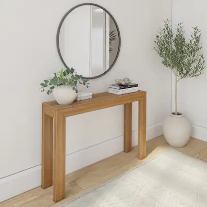 Front. Plank+Beam - Modern Console Table - 46 inches, Pecan - Pecan.