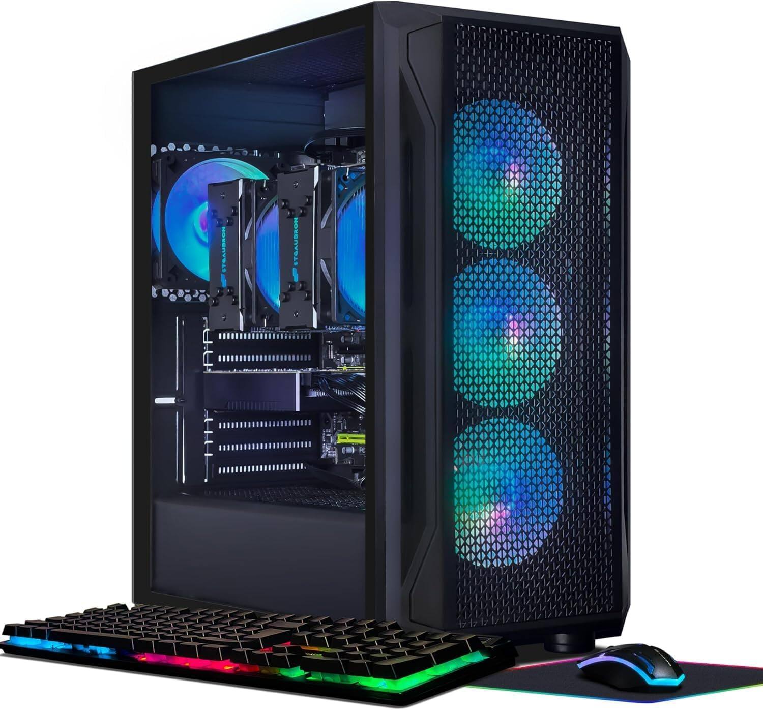 STGAubron - Gaming Desktop PC, Dual Intel Xeon E5 up to 3.7GHz, Radeon RX580 8G Graphics, 16G DDR4 RAM, 512G SSD, Win11H - Black