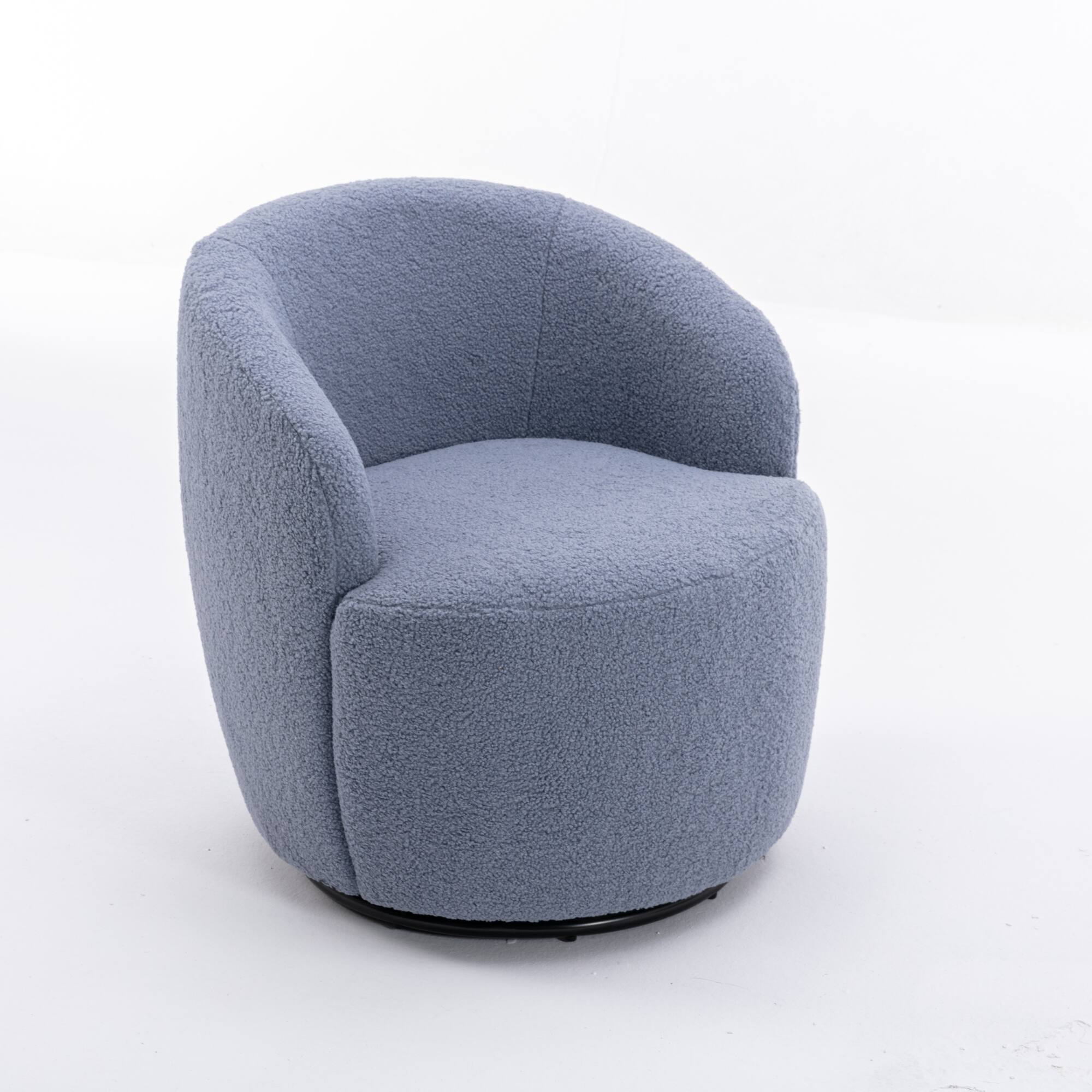 Alt View 9. GOODSILO - Plush Swivel Accent Armchair with Ergonomic Design and 360-Degree Rotation for Modern Interiors - Light Blue.