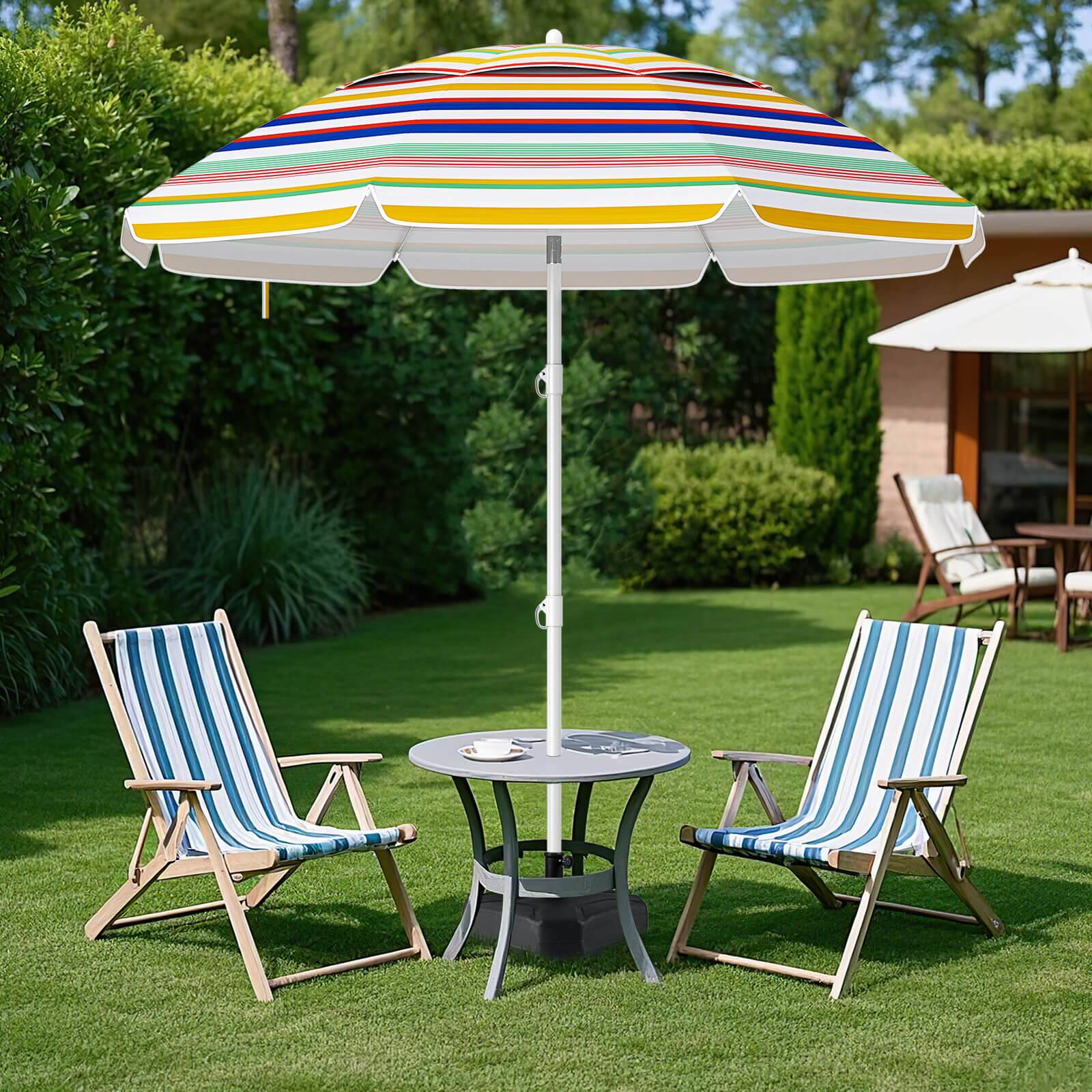 Alt View 3. Costway - Costway 6.5 FT Beach Umbrella Folding Outdoor Parasol with Push Button Tilt & Air Vent - Multicolor.