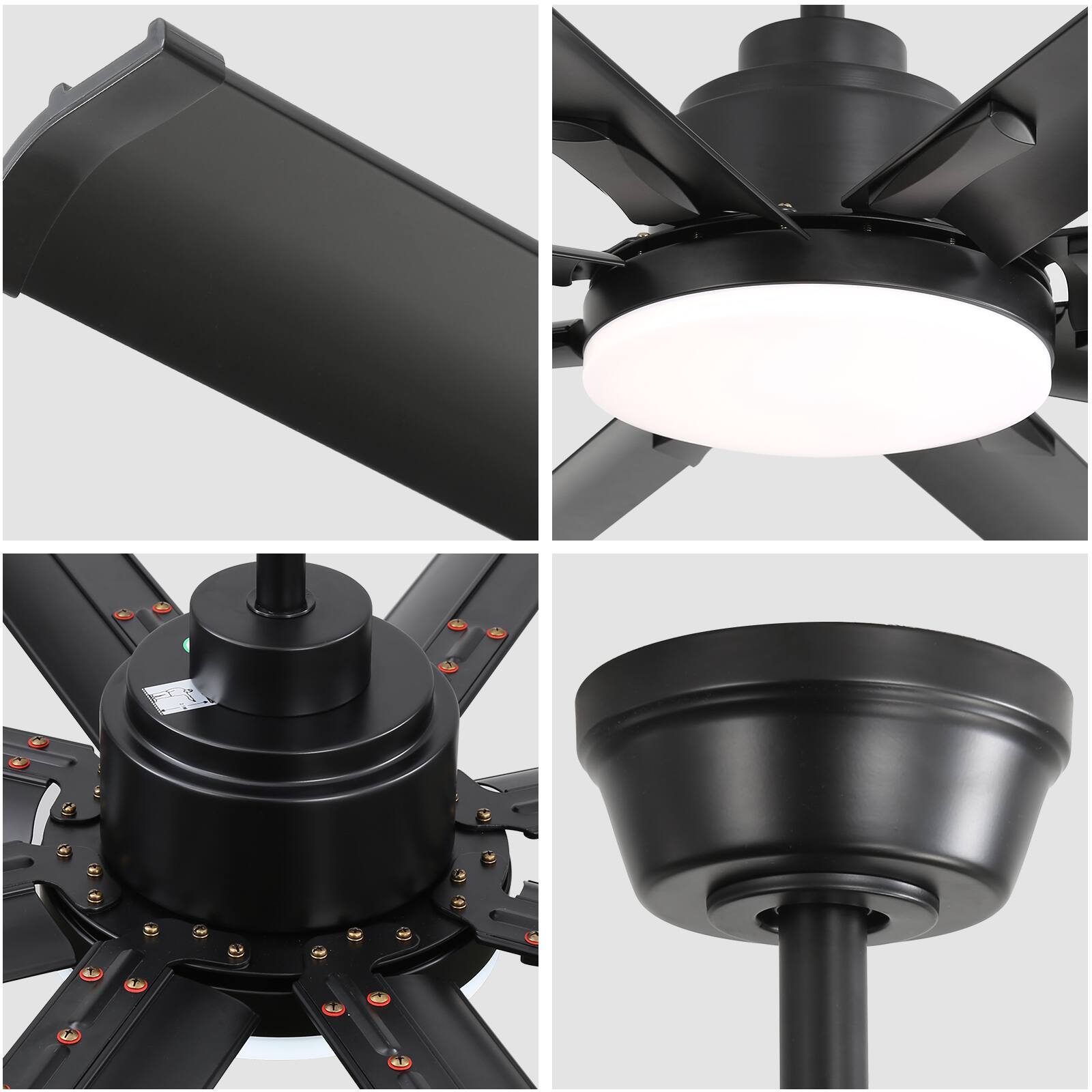 Alt View 5. GreenEver - 84-inch Modern 8-Blade Ceiling Fan with Light, Quiet Reversible DC Motor, Remote & APP Control - Black.