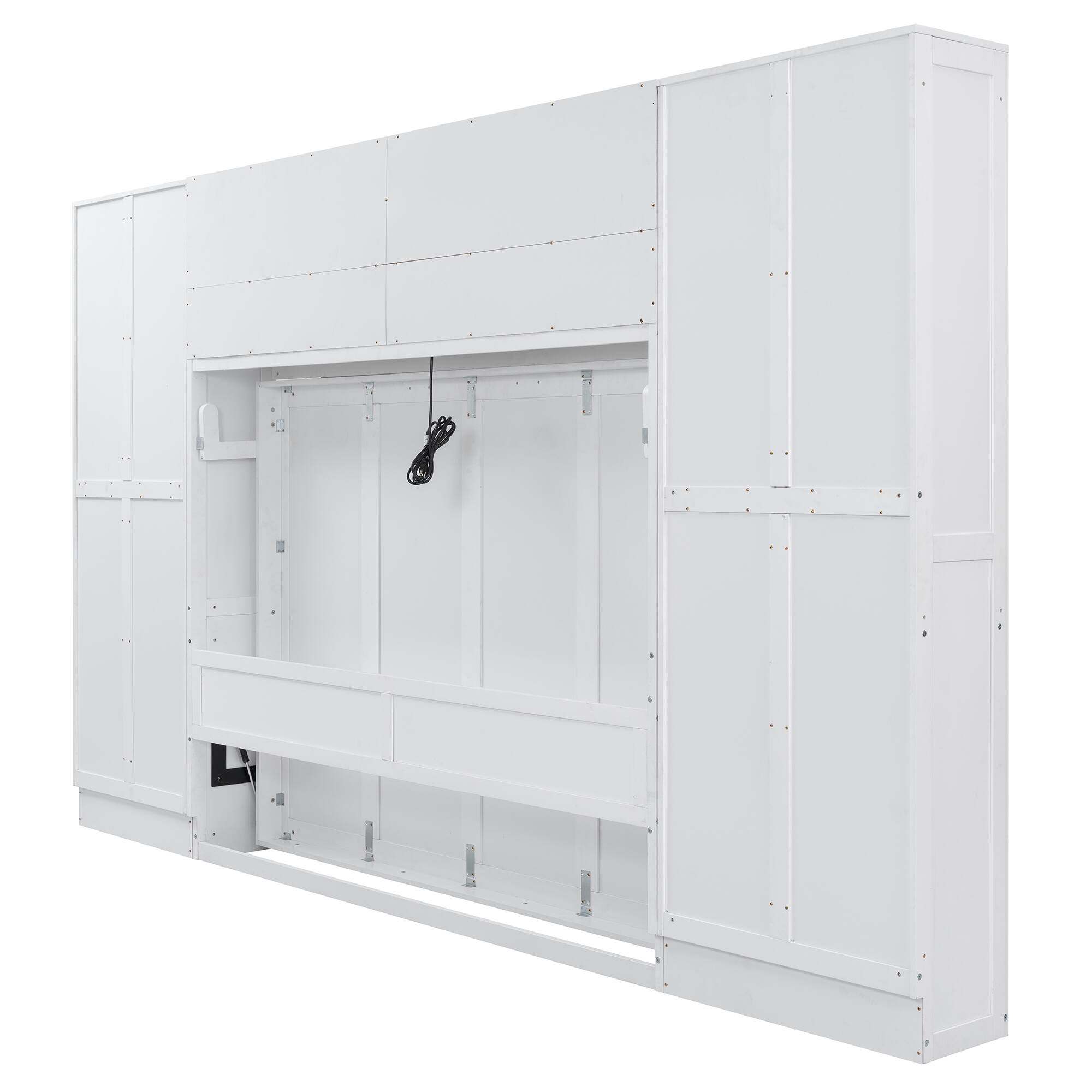 Alt View 4. Tiramisubest - Queen Size Murphy Bed with Closet, Drawers & Shelves, White, MDF+LVL, 151L x 65W x 91H, 459lbs - White.