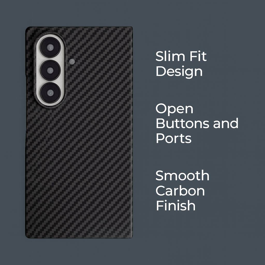 Slim Fit Design  
Open Buttons and Ports  
Smooth Carbon Finish