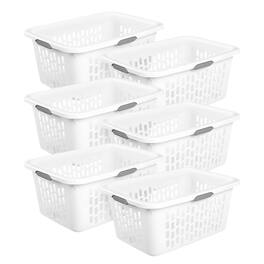 Sterilite - Laundry Basket, 2 Bushel Plastic Hamper with Handles, 6 Pack - White