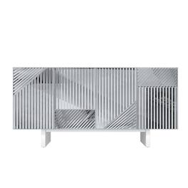 Boyel Living - 62.91 in W Modern Stainless Steel Buffet Sideboard with 4 Door Storage Cabinet - Silver