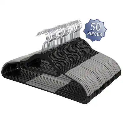 Front. Elama - Elama Home 50 Piece Plastic Non Slip Hanger in Black and Gray - Black and Gray.