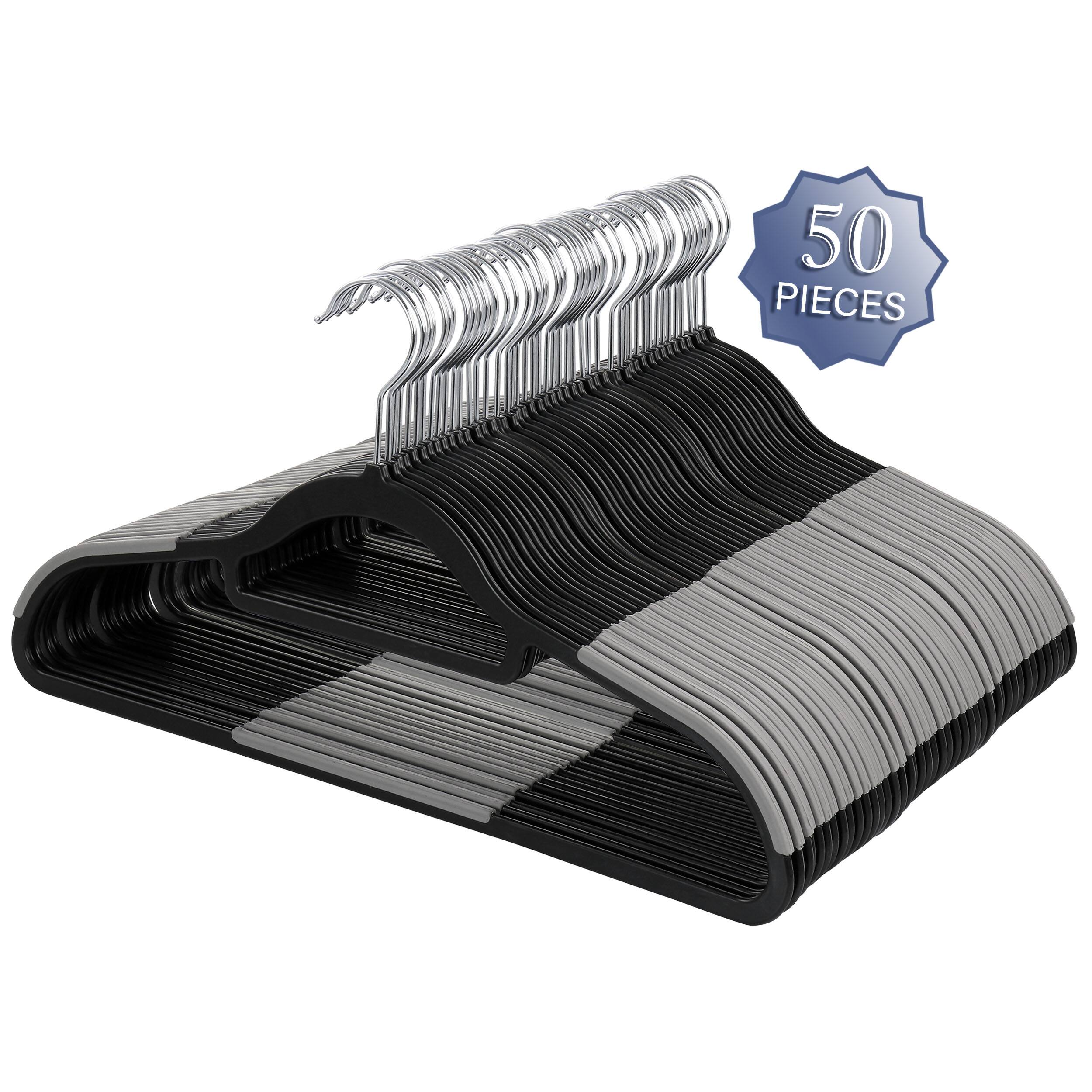 Front. Elama - Elama Home 50 Piece Plastic Non Slip Hanger in Black and Gray - Black and Gray.