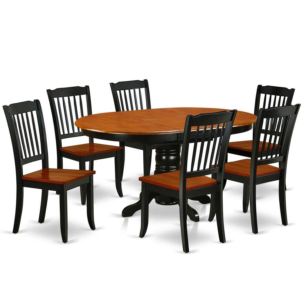 Back. East West Furniture - Dining Room Set Black & Cherry - Brown.