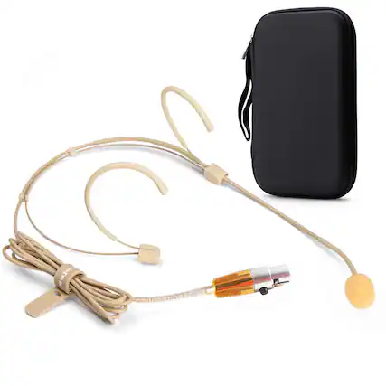 Front. Empire DigiLabs - Headset Microphone Discreet Double Earhook Headworn Mic Fits Pc Voice Amplifier Wireless Bodypack Transmitters For - Mini XLR TA4F Plug for Shure Only.