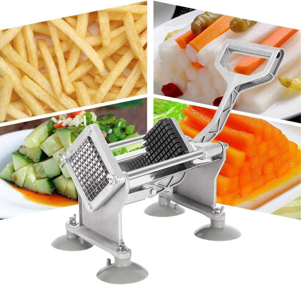 Alt View 1. Winado - Commercial Vegetable Chopper French Fry Cutter Stainless Steel w/ 4 Sizes Blades, Fruit Potato Slicer, 1/2", 3/8", 1/4" - Silver.