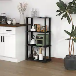 HOMLUX - 4-Tier 43.3" Corner Shelf Open Shelves for Display for Living Room and Office Organization - Black