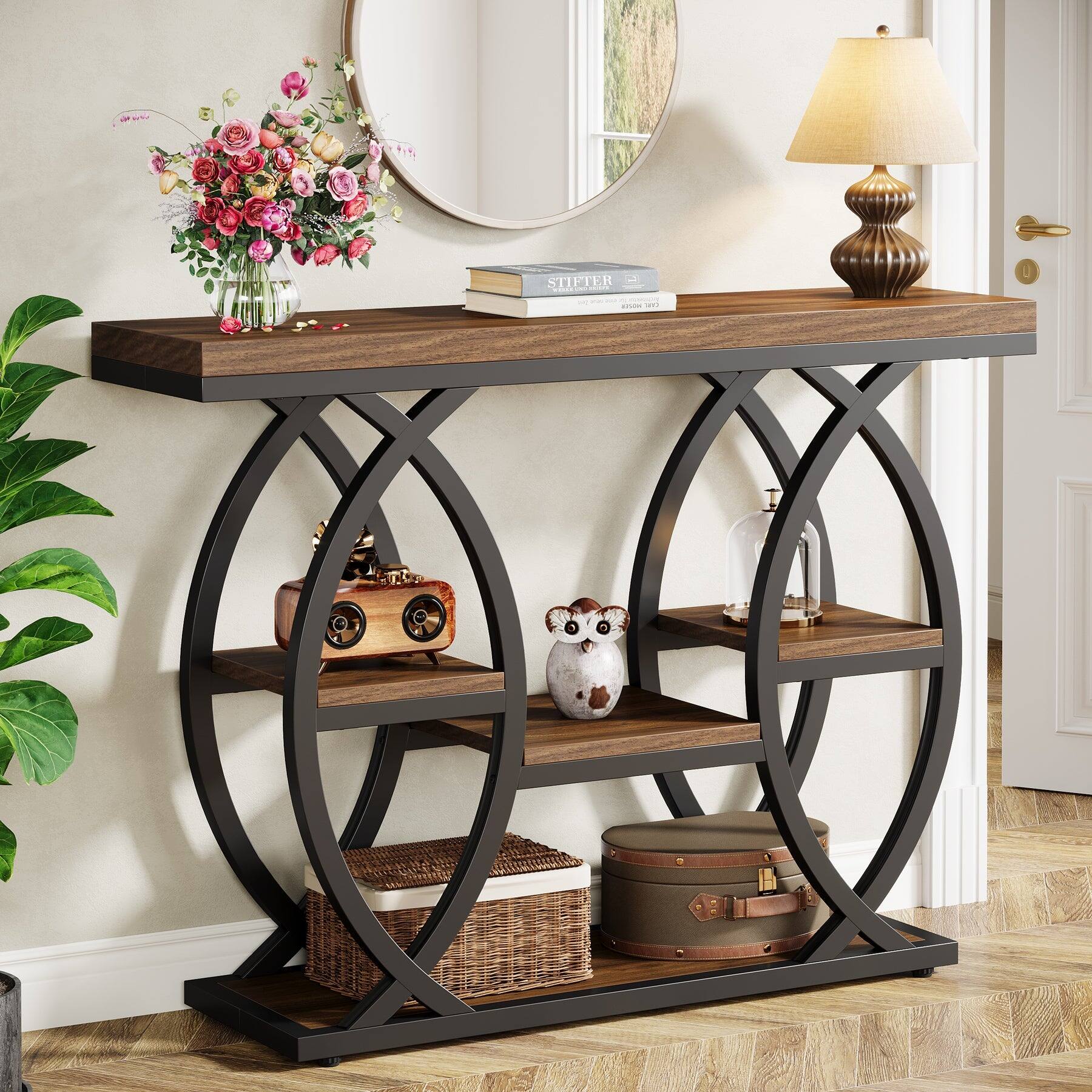 Tribesigns Console Table with Engineered Wood Construction and Space ...